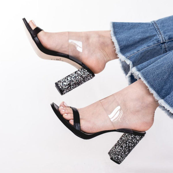 Black Sparkly Mules