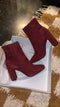 Dark Red Leather Ankle Boots