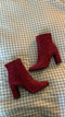 Dark Red Leather Ankle Boots